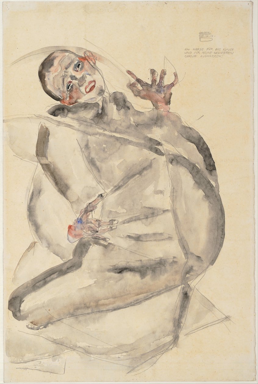 Minä kestän mielelläni taiteen ja rakkaideni puolesta, 1912 tekijältä Egon Schiele
