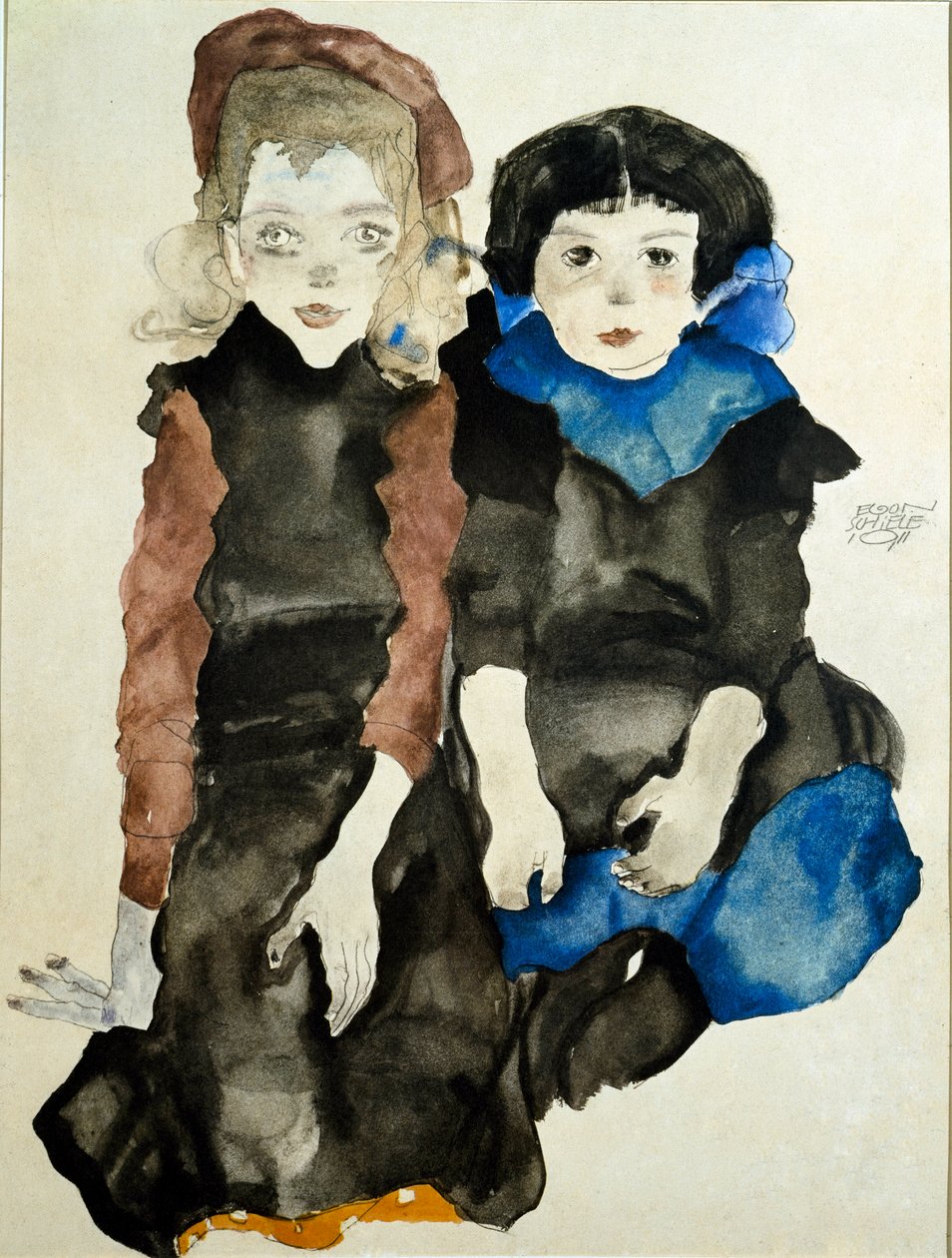Lapset. Egon Schielen piirustus (1890-1918) tekijältä Egon Schiele