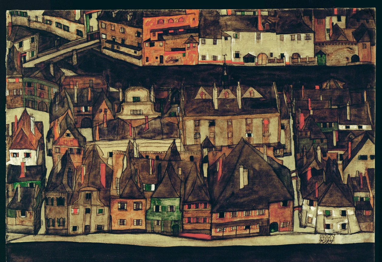 Krumau, Tšekki (maalaus kankaalle) tekijältä Egon Schiele