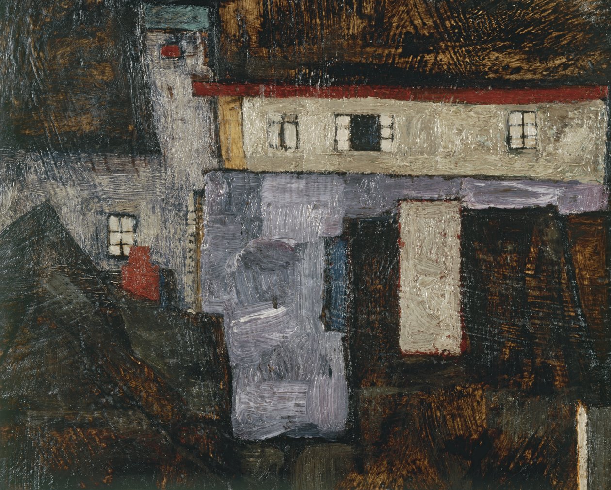 Krumau ja Moldau Krumlov Vltava-joen varrella, ... (öljy kankaalle) tekijältä Egon Schiele