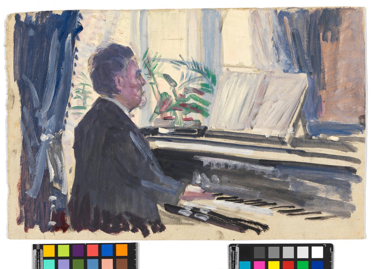 Leopold Czihaczek pianon ääressä (luonnos) tekijältä Egon Schiele
