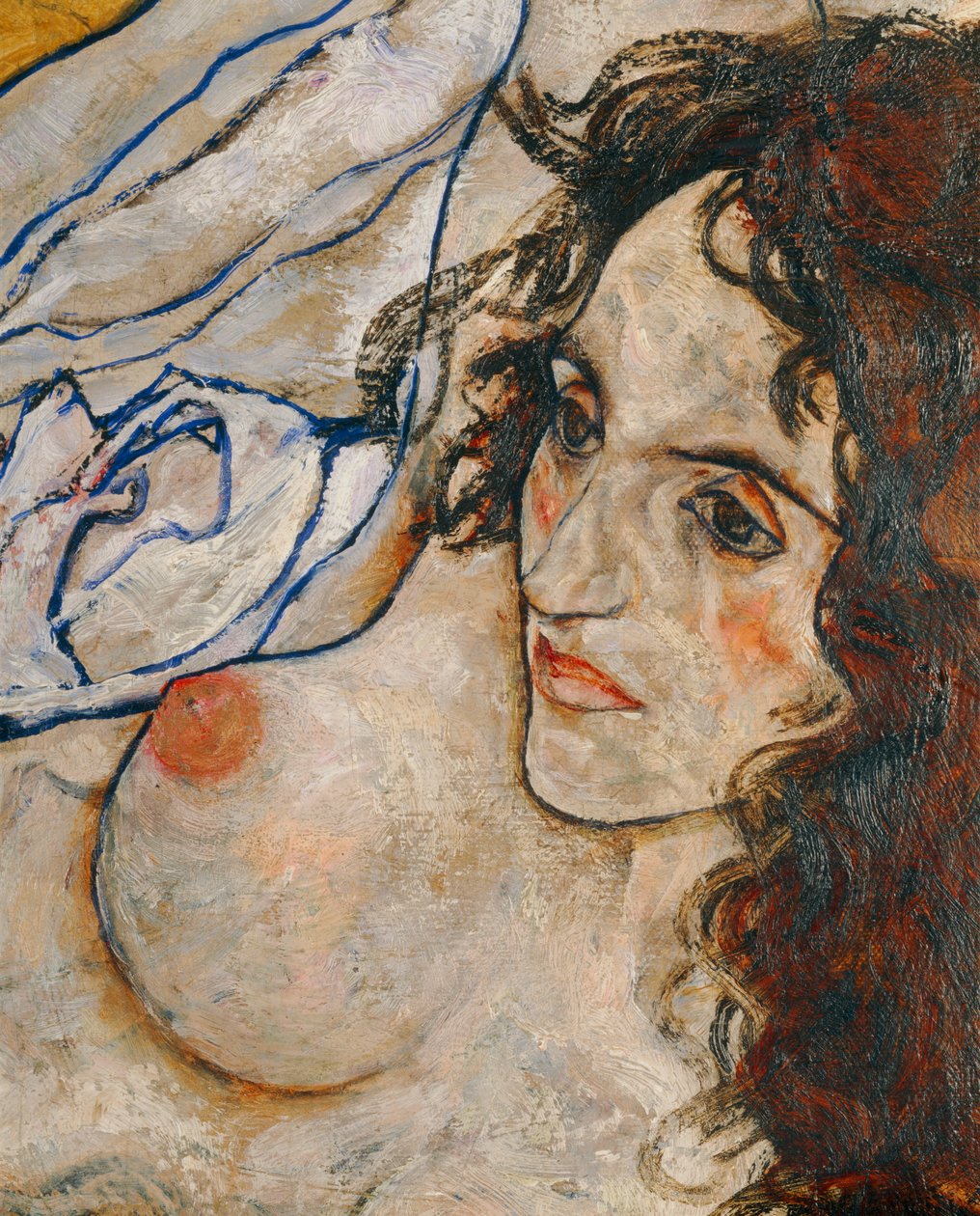 Liegende Frau (öljy kankaalle) tekijältä Egon Schiele