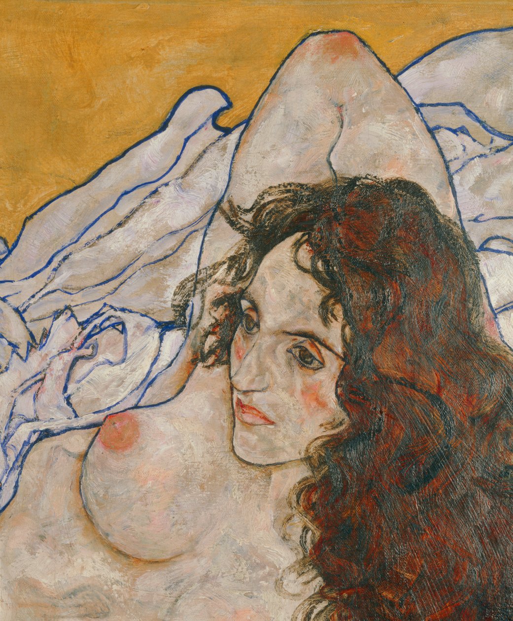 Liegende Frau (öljy kankaalle) tekijältä Egon Schiele