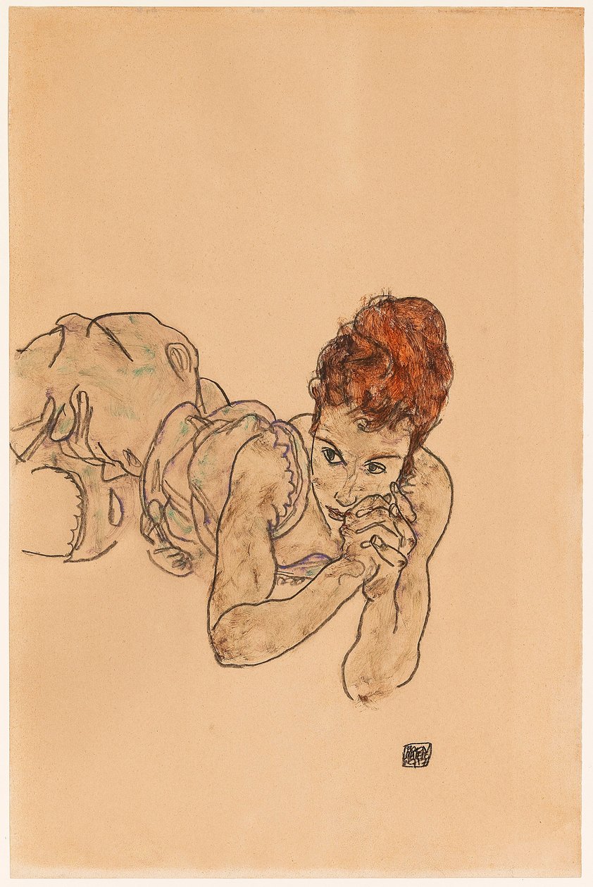 Makaava nainen, 1917. tekijältä Egon Schiele