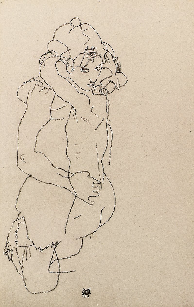 Äiti ja lapsi tekijältä Egon Schiele