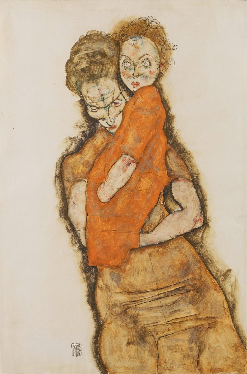 Äiti ja lapsi tekijältä Egon Schiele