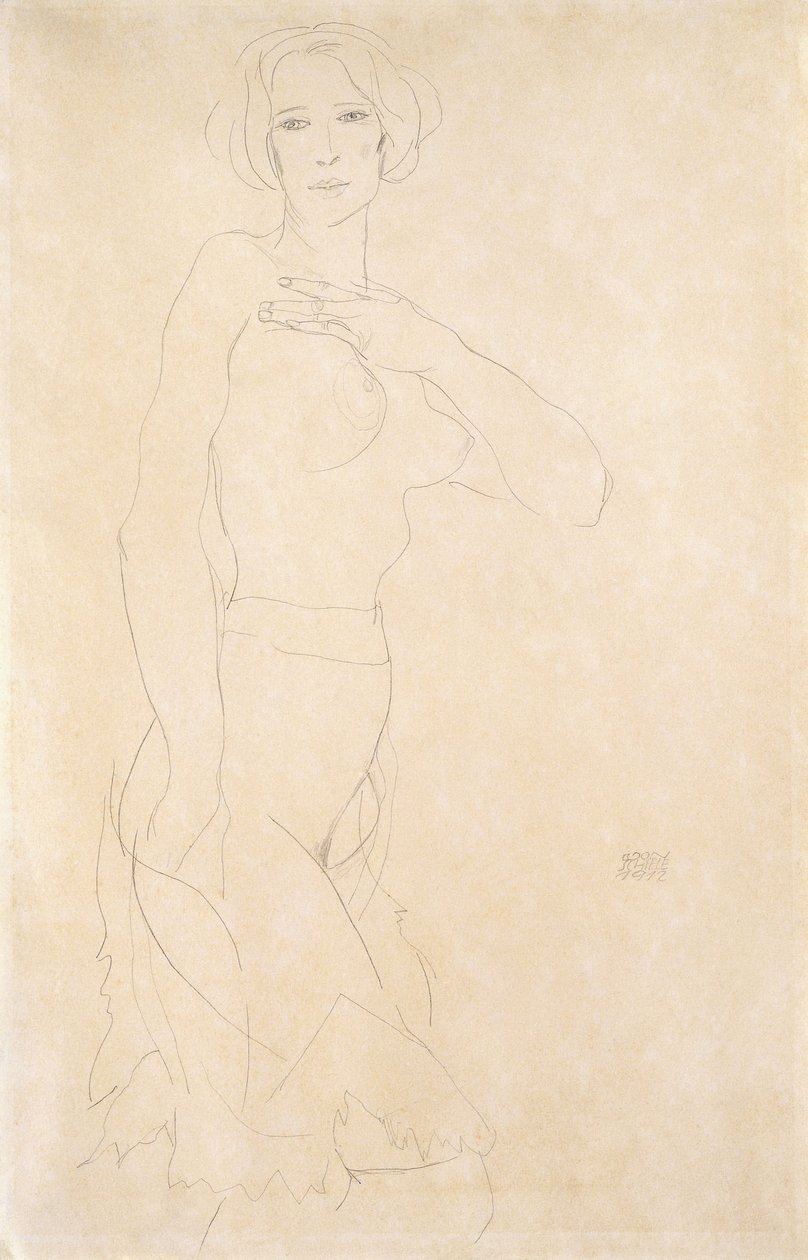 Alaston tyttö, 1912 tekijältä Egon Schiele