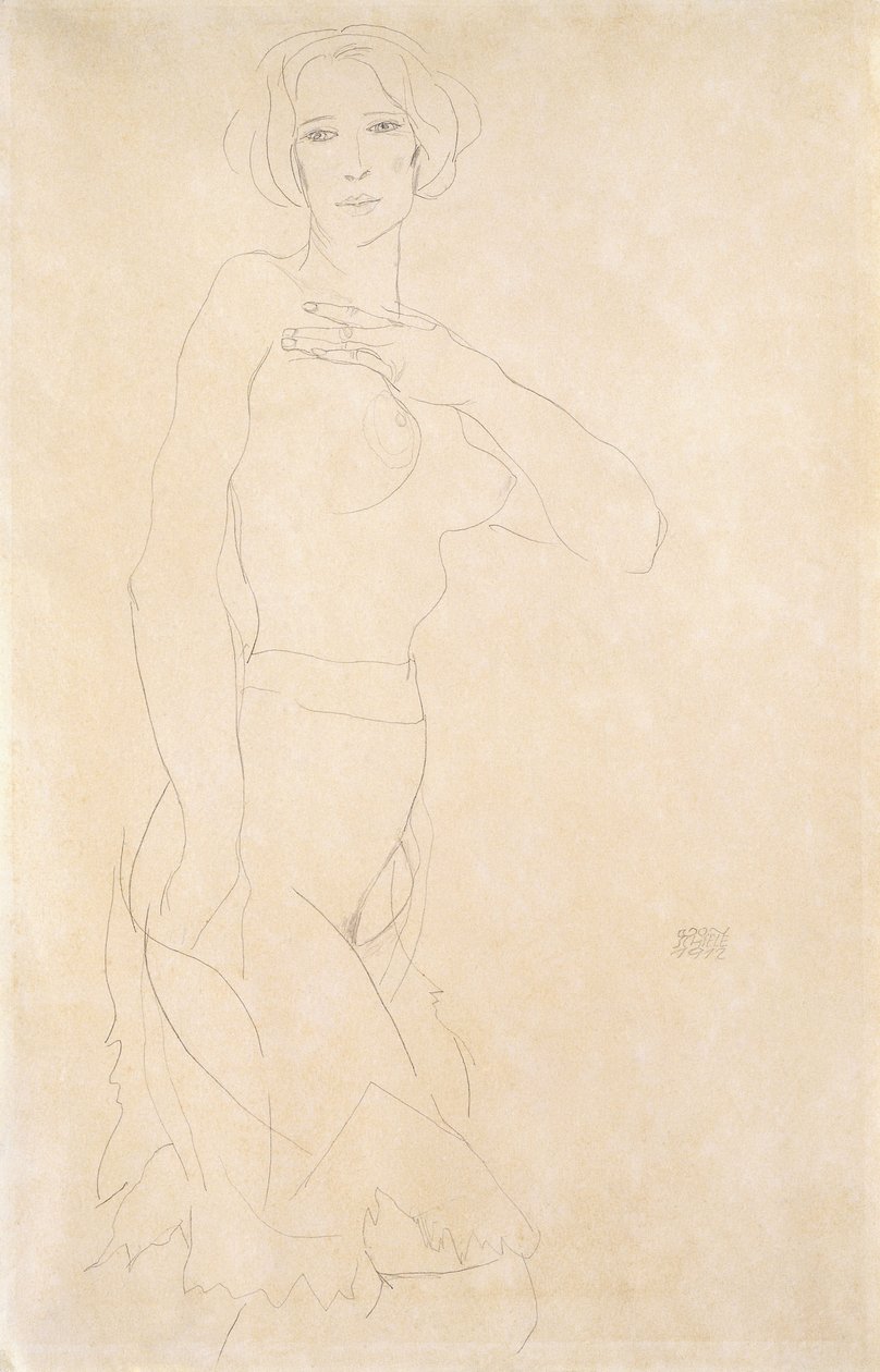 Alaston tyttö; Madchenakt, 1912 tekijältä Egon Schiele