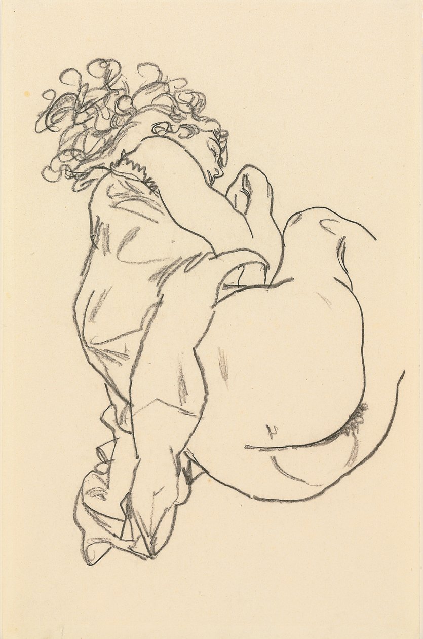 Alaston makuulla; Liegende, 1917 tekijältä Egon Schiele