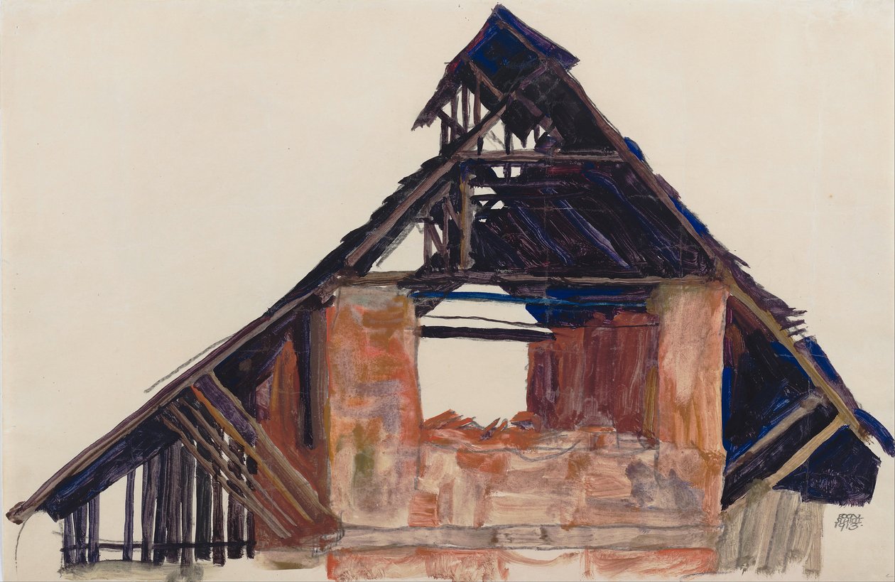 Old Gable, 1913 tekijältä Egon Schiele