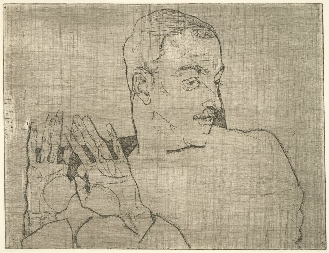 Arthur Roesslerin muotokuva, 1914 (kuivakärki) tekijältä Egon Schiele