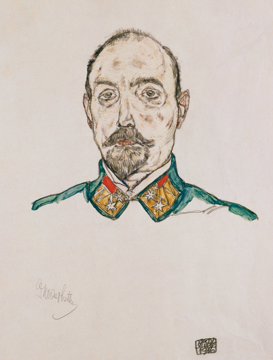 Ensimmäisen upseerin muotokuva, 1916 tekijältä Egon Schiele