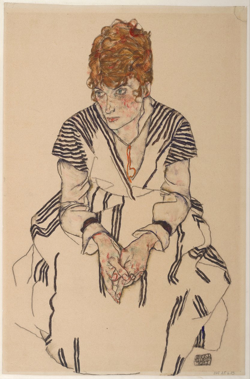 Taiteilijoiden muotokuva Kävy, Adele Harms, 1917 tekijältä Egon Schiele