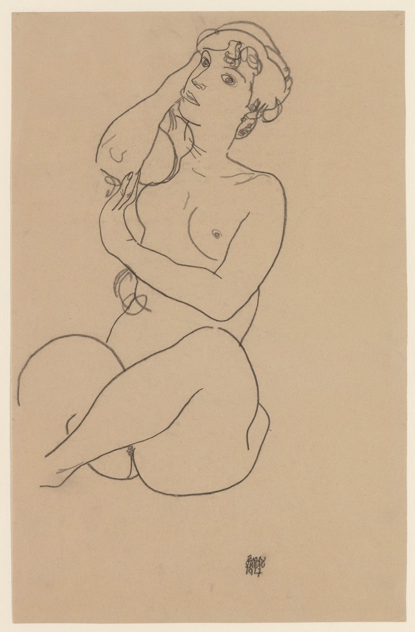 Makaava alastonkuva, 1917 tekijältä Egon Schiele