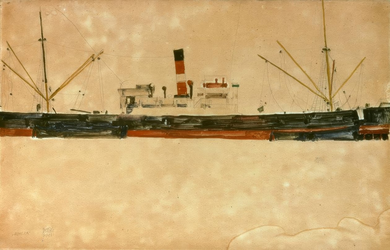 Schiffe im Hafen von Triestissä tekijältä Egon Schiele