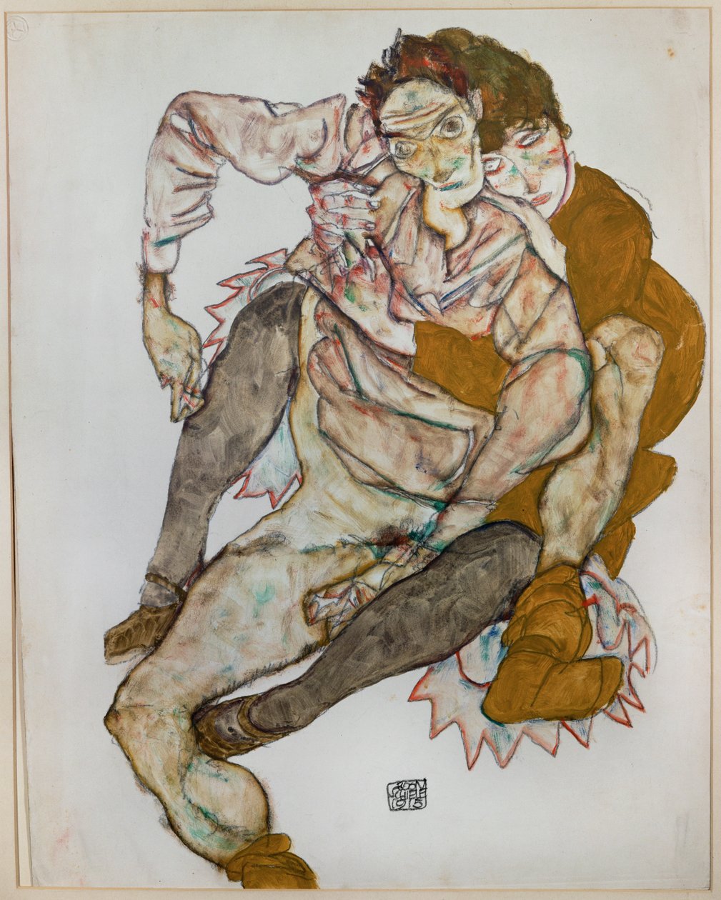 Istuva pari tekijältä Egon Schiele