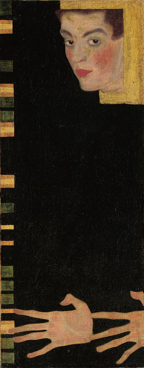 Omakuva levitetyillä sormilla, 1909 tekijältä Egon Schiele