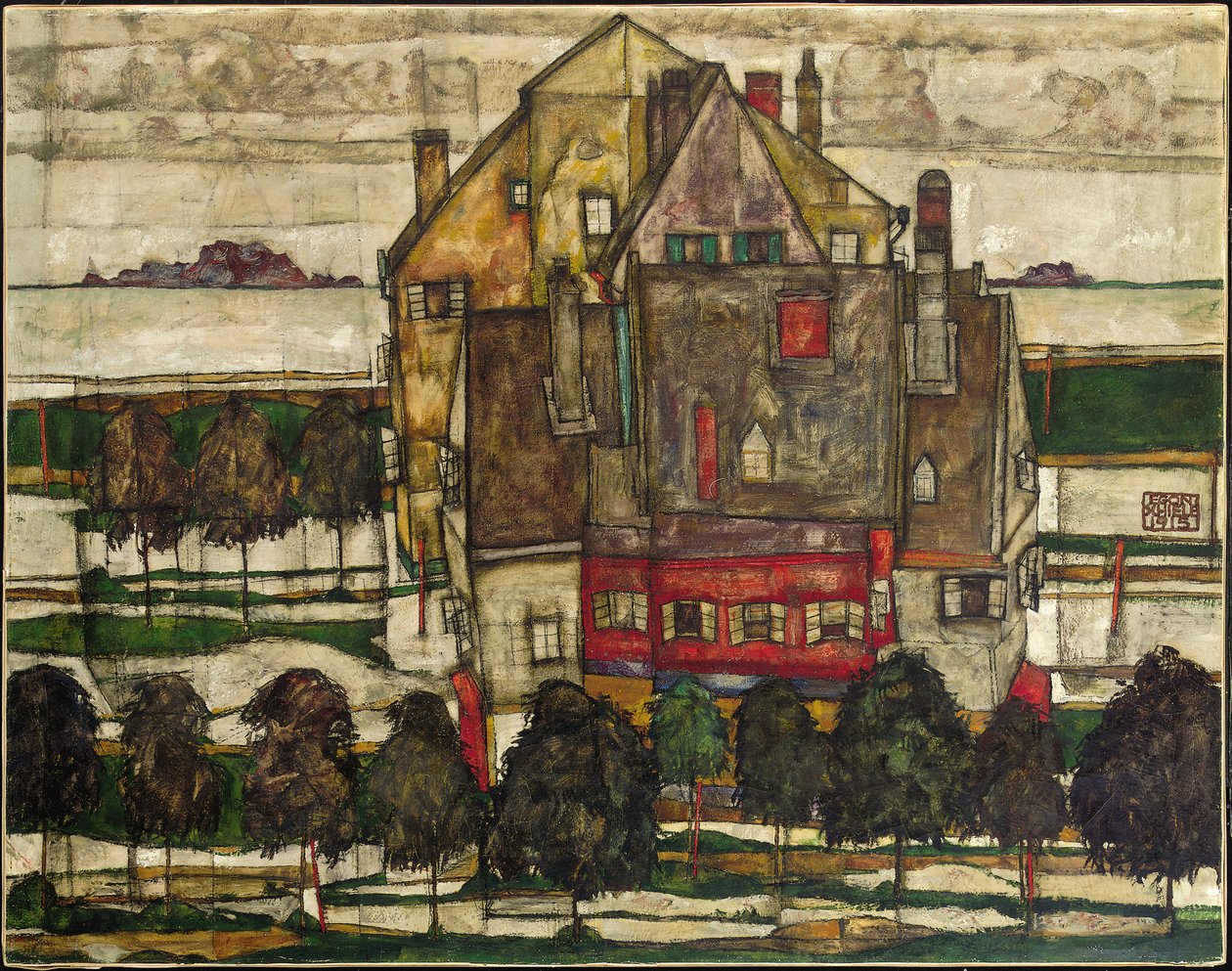 Yksittäiset talot (Talot, joissa on vuoria); Yksittäiset talot (talot vuorilla) tekijältä Egon Schiele