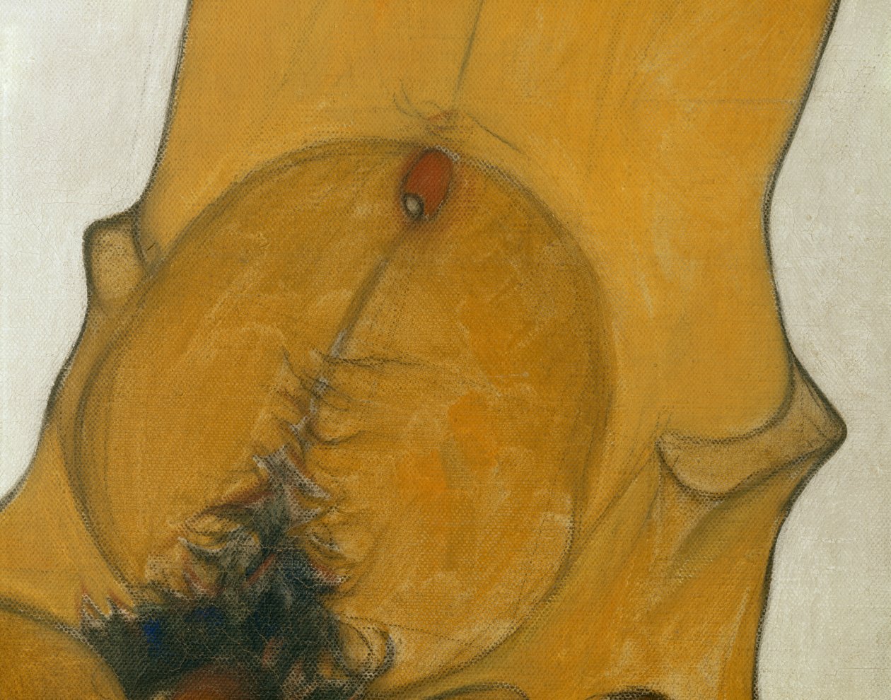 Sitzender Männerakt ... (öljy ja akvarelli kankaalle) tekijältä Egon Schiele