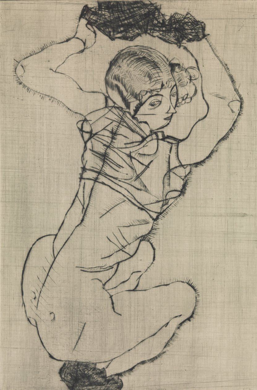 Kyykky nainen, 1914. tekijältä Egon Schiele