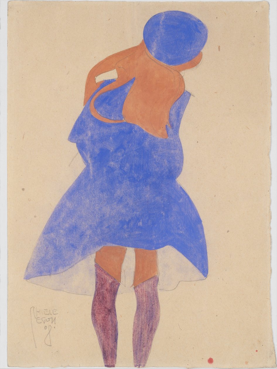 Seisova tyttö takaapäin tekijältä Egon Schiele