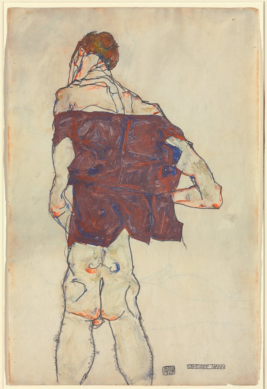 seisova mies; Pysyvä mies, 1913 tekijältä Egon Schiele