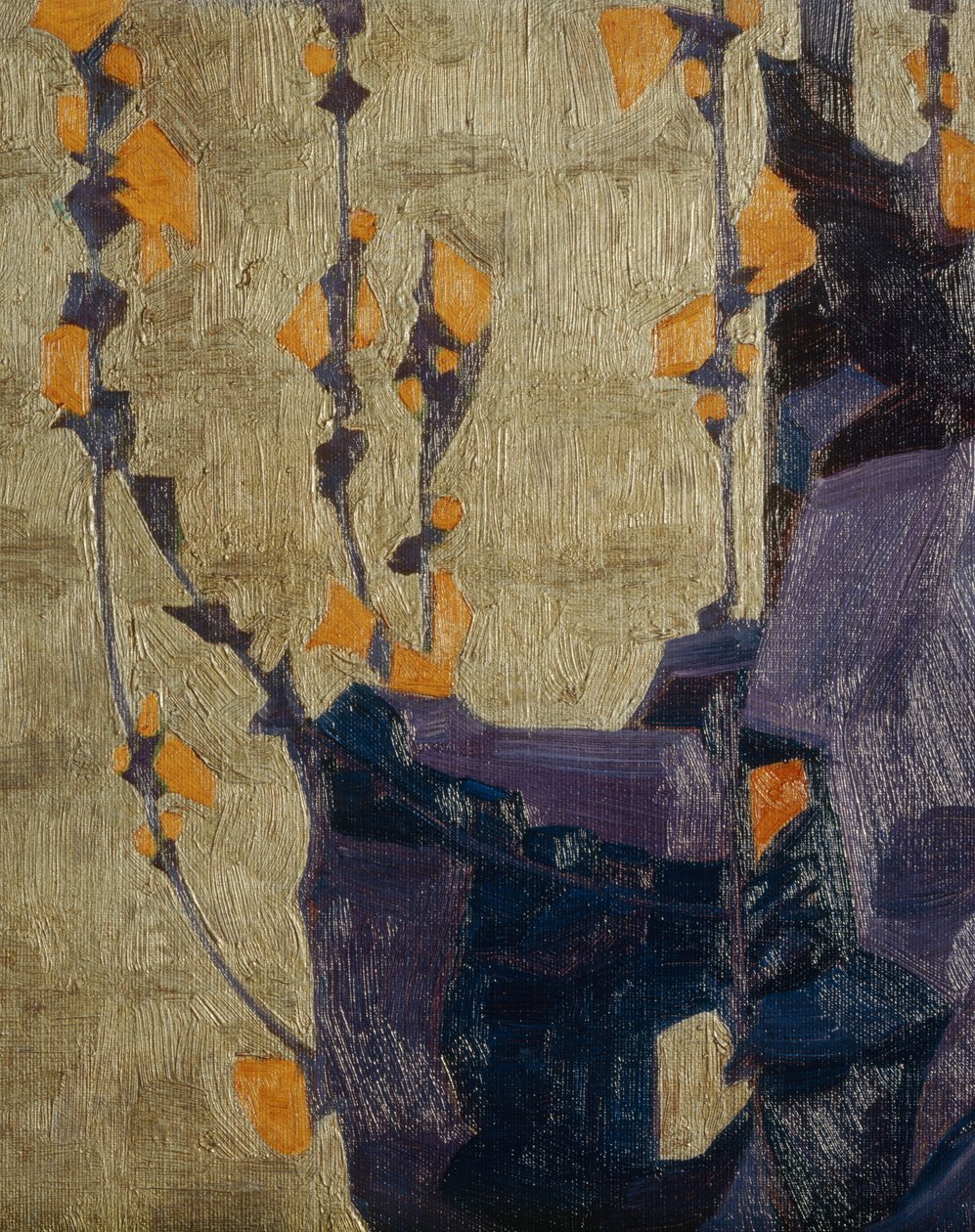 Tyylitelty kukka koristeellista taustaa vasten ... (pronssi) tekijältä Egon Schiele