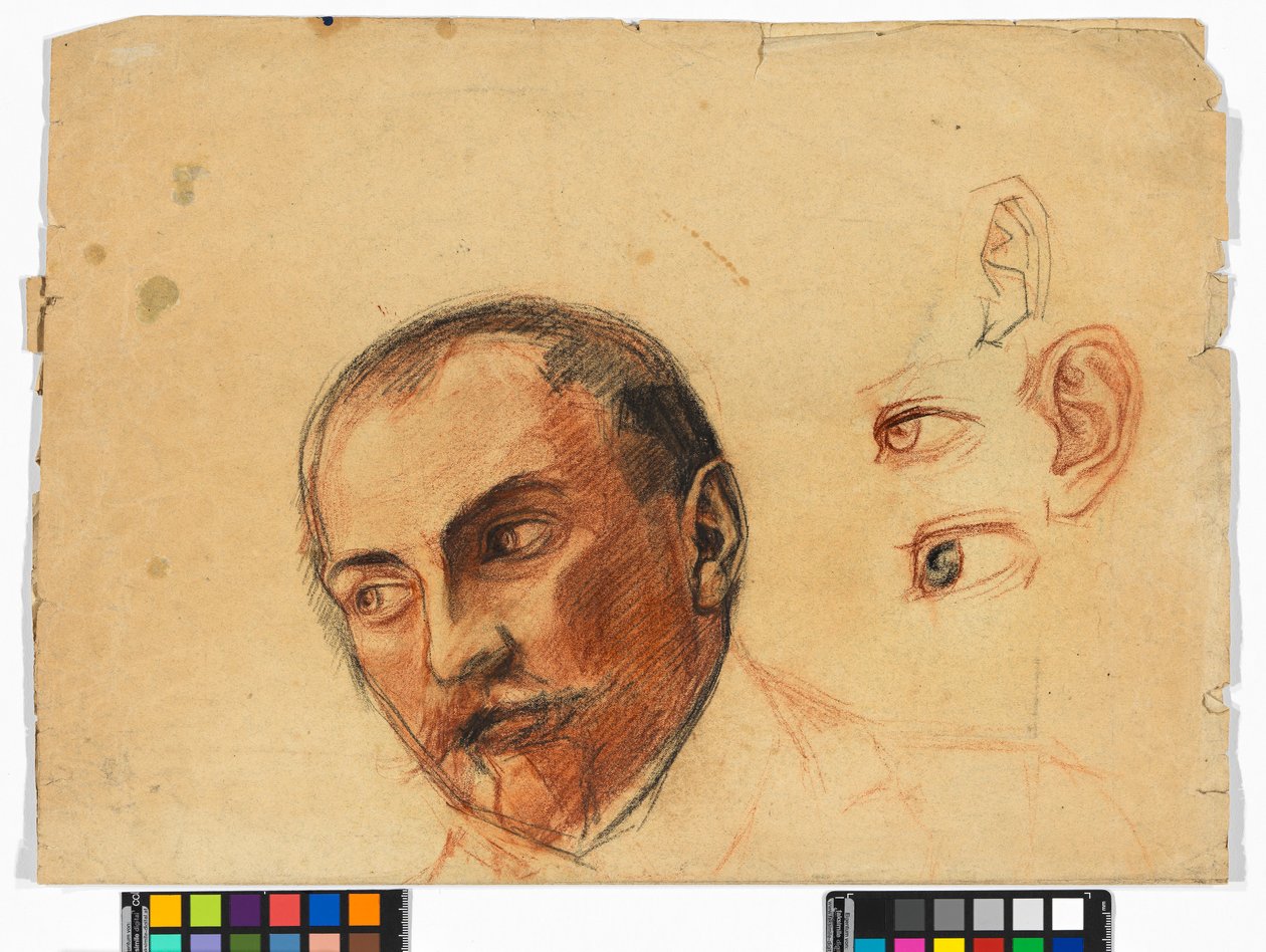 Studienblatt (Kopf, Augen, Ohren) tekijältä Egon Schiele