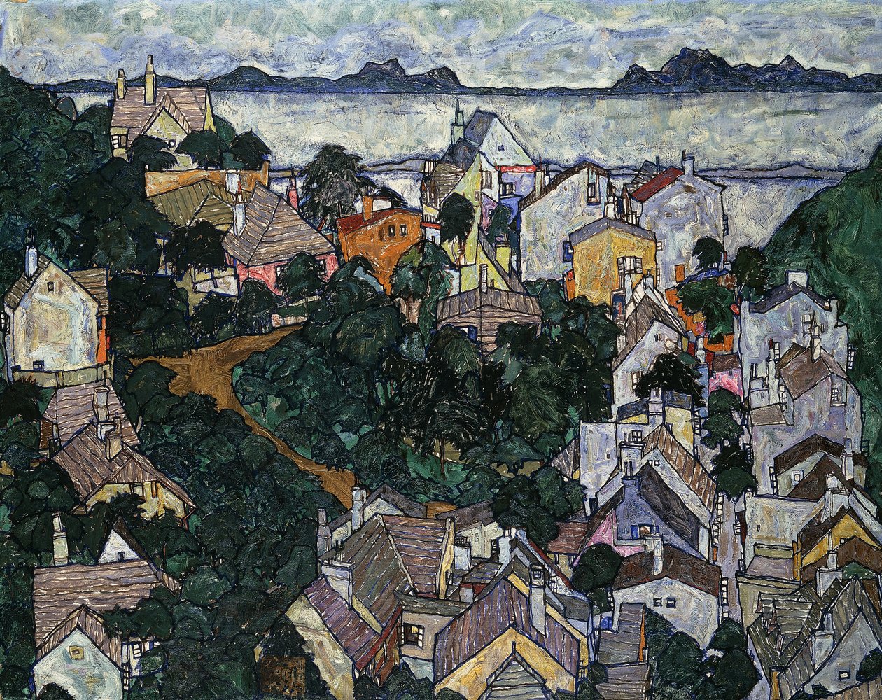 Kesä maisema; Sommerlandschaft, 1917 tekijältä Egon Schiele