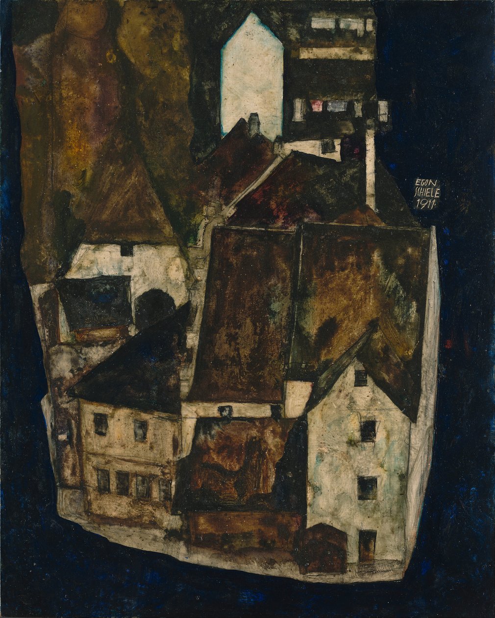 "Kuollut kaupunki" III ("Kaupunki sinisen joen varrella III") tekijältä Egon Schiele
