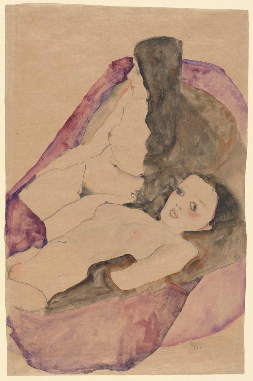 Kaksi makuuasentoa, 1911. tekijältä Egon Schiele