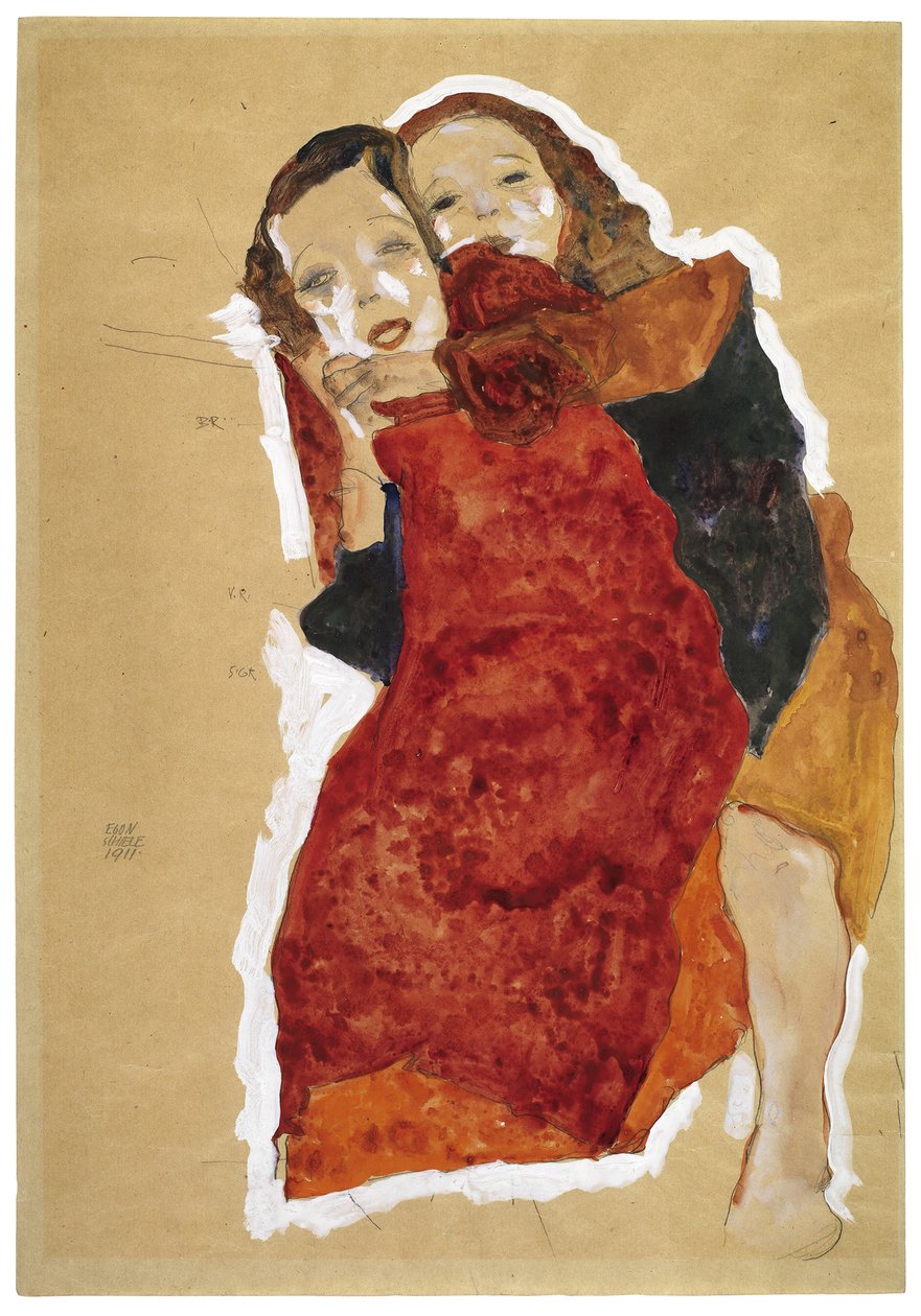 Kaksi tyttöä, 1911 tekijältä Egon Schiele