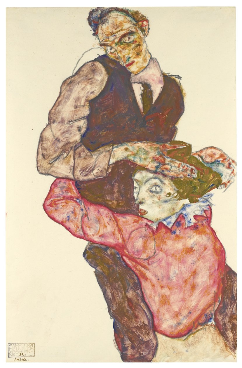 Kaksi rakastajaa Omakuva Wallyn kanssa, 1914-1915 tekijältä Egon Schiele