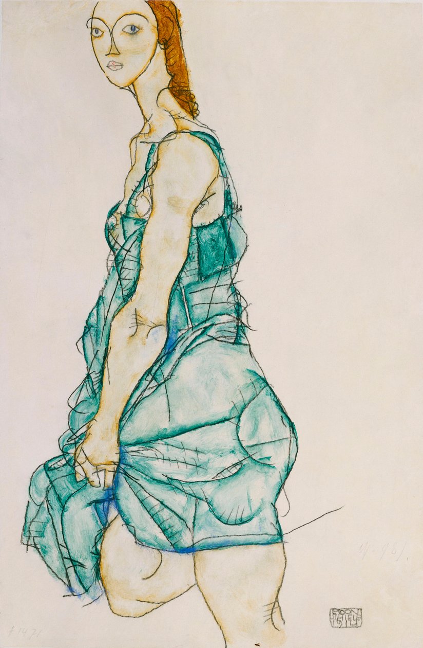 Pystyssä seisova nainen, 1912 tekijältä Egon Schiele