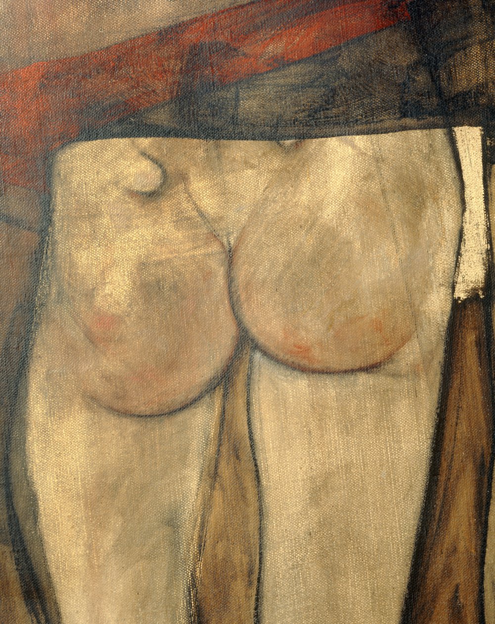 Naisen alastonkuva olkahuivin kanssa, katkelma ... (öljy kankaalle) tekijältä Egon Schiele