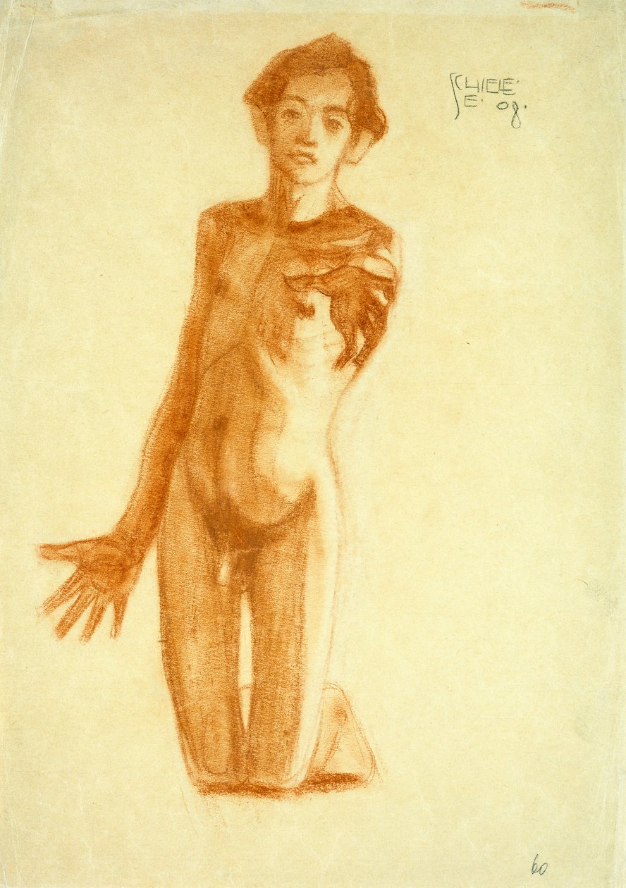 Nuori mies polvillaan, 1908 tekijältä Egon Schiele