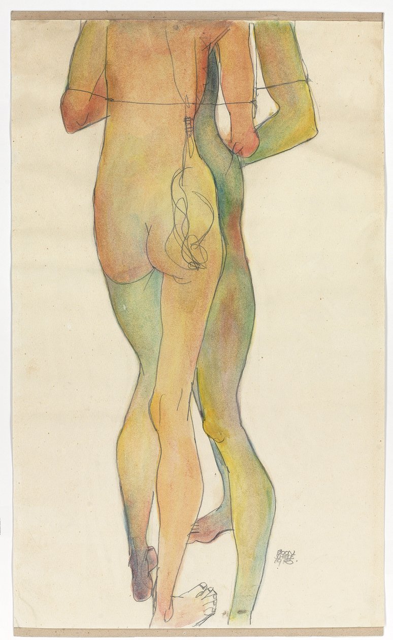 Kaksi seisovaa alastonkuvaa, 1913 tekijältä Egon Schiele