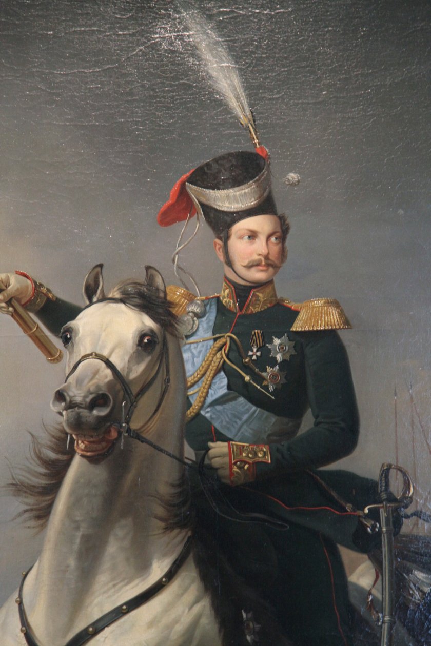 "Tsesarevitš Aleksander Nikolajevitšin muotokuva hevosen selässä", 1850-luku tekijältä Egor Botman