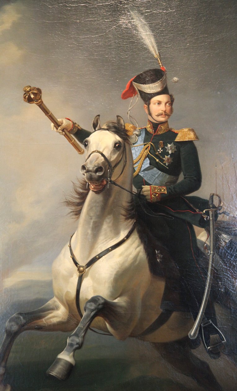 "Tsesarevitš Aleksander Nikolajevitšin muotokuva hevosen selässä", 1850-luku tekijältä Egor Botman