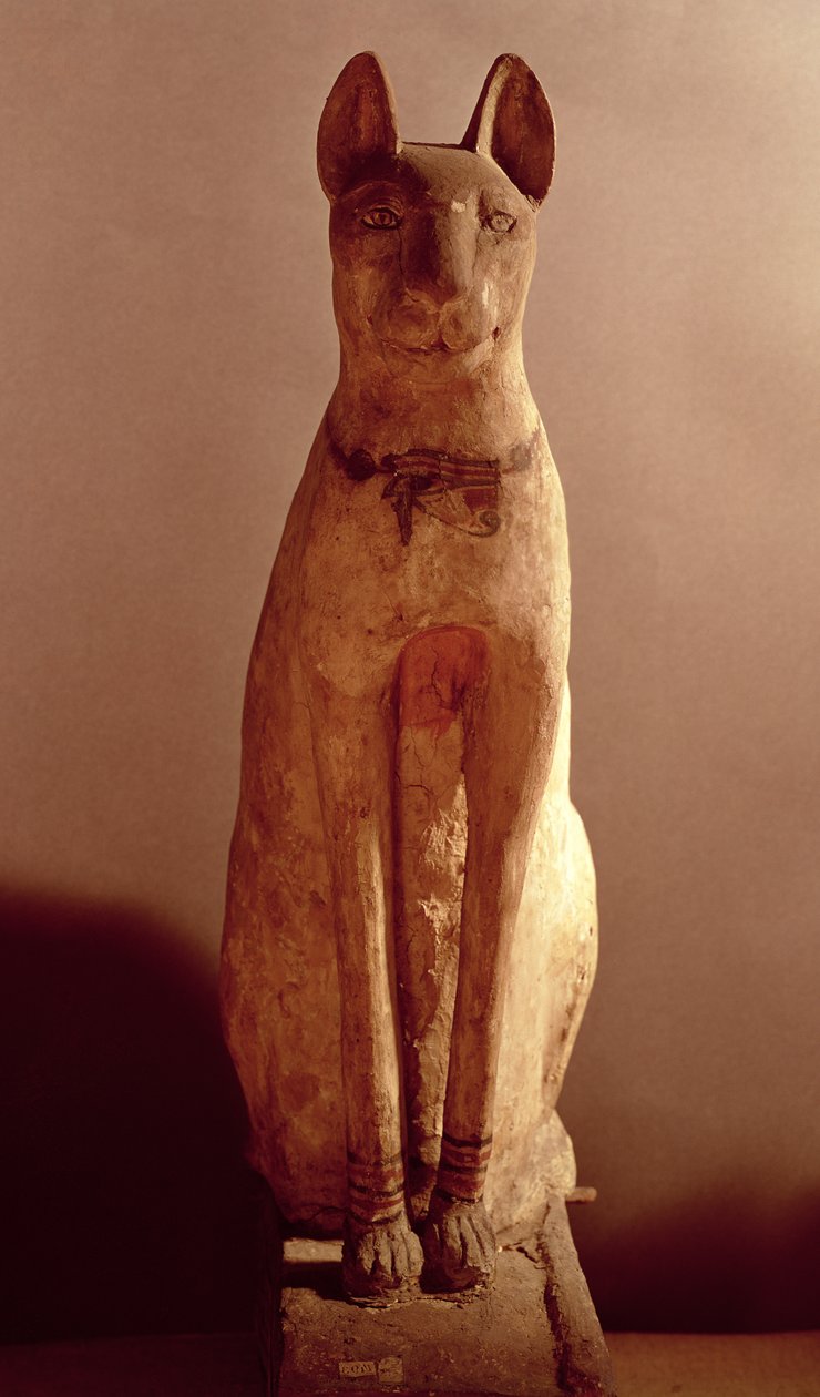 Bastet-jumalattaren suojeleman kissan arkku (maalattua puuta) tekijältä Egyptian