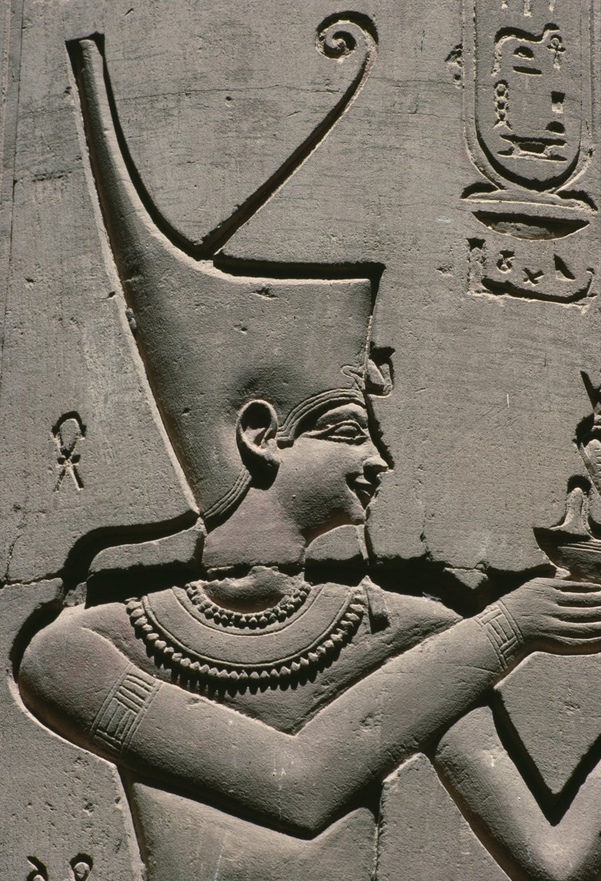 Yksityiskohta helpotuksesta, faaraon kalkkikivestä tekijältä Egyptian