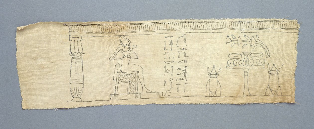 Pellavamuumioside vinjeteillä "Kuolleiden kirjasta", Ptolemaios-roomalainen aika, n. 100 eKr. - 200 jKr. (pellava) tekijältä Egyptian