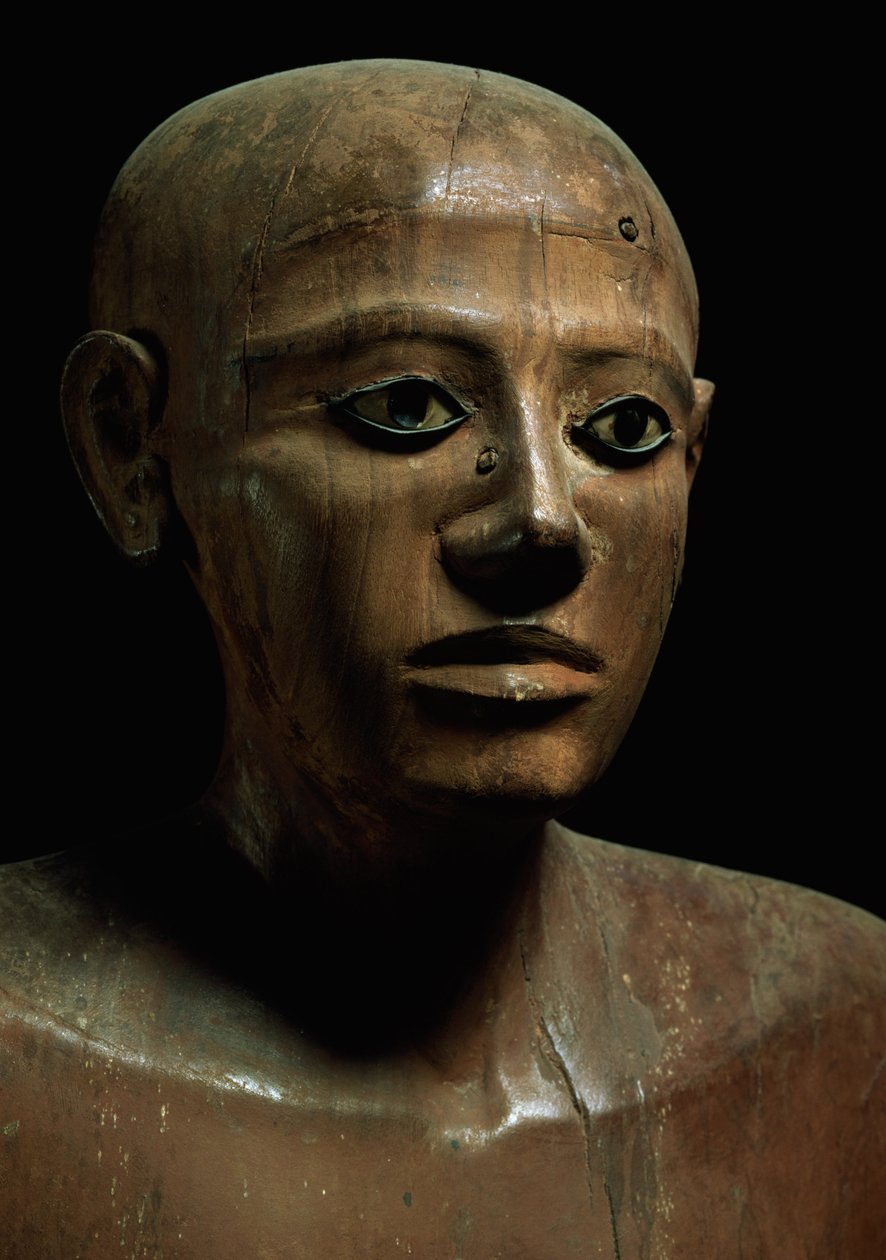 Kansleri Naktin patsas, Asyutista, varhaisesta Keski-valtakunnasta, noin 1900 eKr. (maalattu puu) (yksityiskohta) tekijältä Egyptian 12th Dynasty