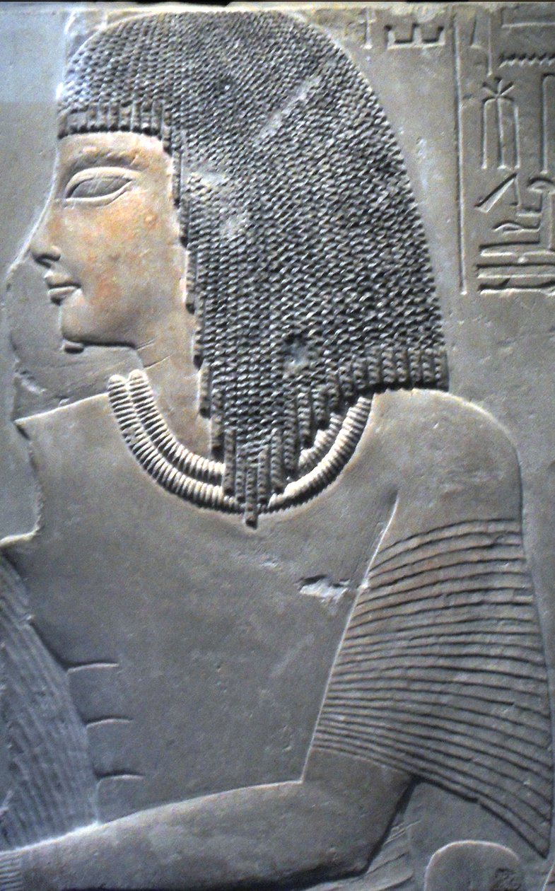Imenmesin ja Dejatin, kenraali Imeneminetin vanhempien, reliefi Memfisin haudasta, noin 1336 eaa. tekijältä Egyptian 18th Dynasty