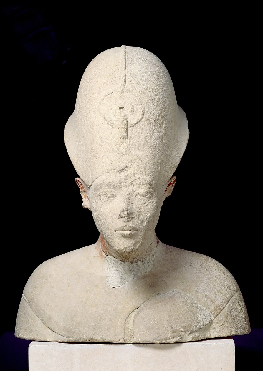 Kuningas Amenophis IV:n (Akhenaten) rintakuva Tell el-Amarnasta, Uudesta kuningaskunnasta, noin 1353-1337 eKr. (kalkkikivi) tekijältä Egyptian 18th Dynasty