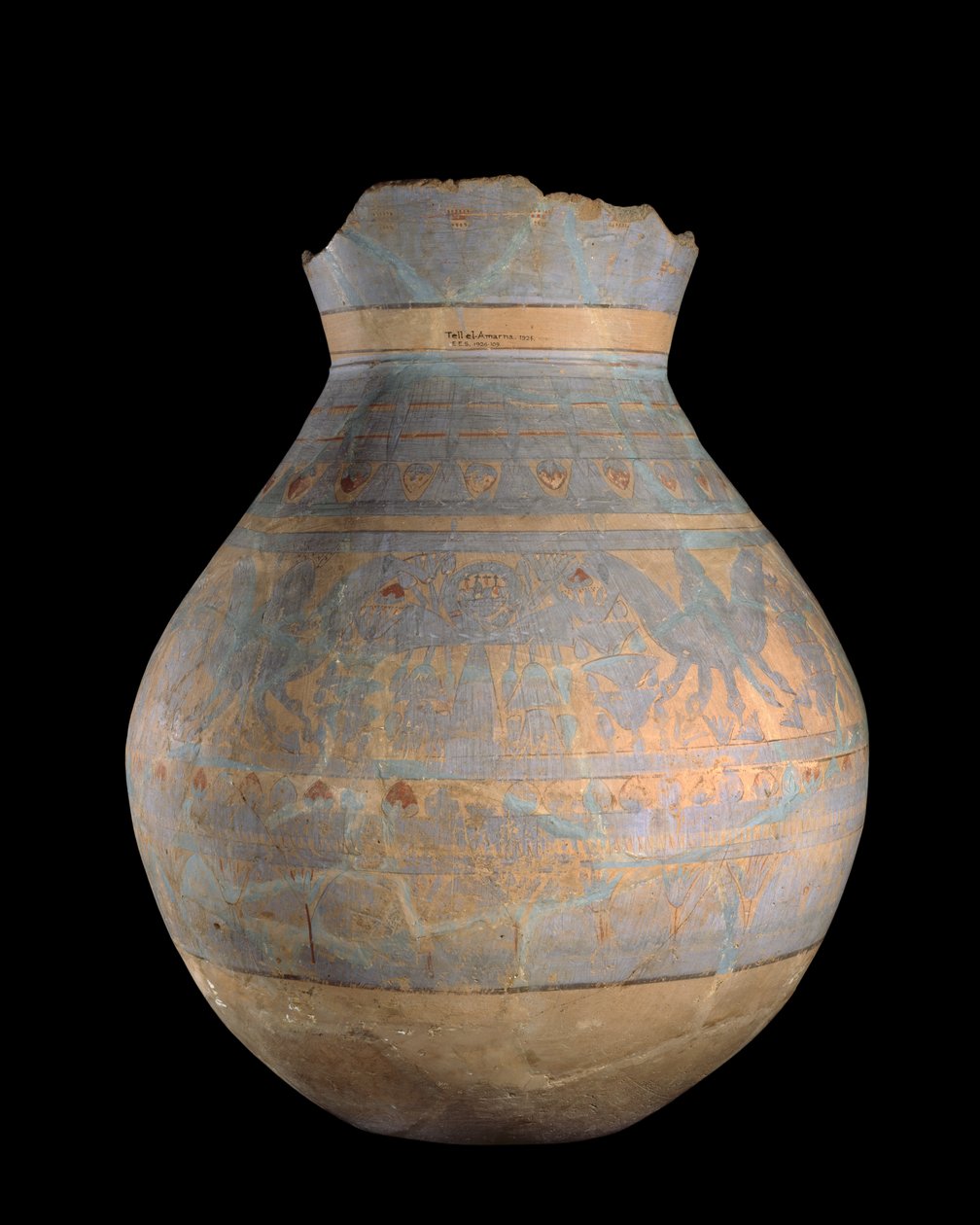 Koristeltu astia - puoli A, Tell-El Amarna, 14. vuosisata eaa. (keramiikka). tekijältä Egyptian 18th Dynasty
