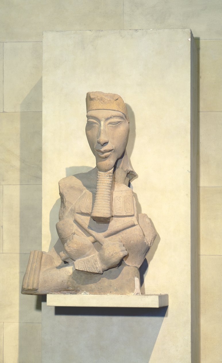 Amenophis IV:n (Akhenaten) Osiridipilari Karnakista, Uudesta kuningaskunnasta, noin 1350 eKr. (hiekkakivi) tekijältä Egyptian 18th Dynasty