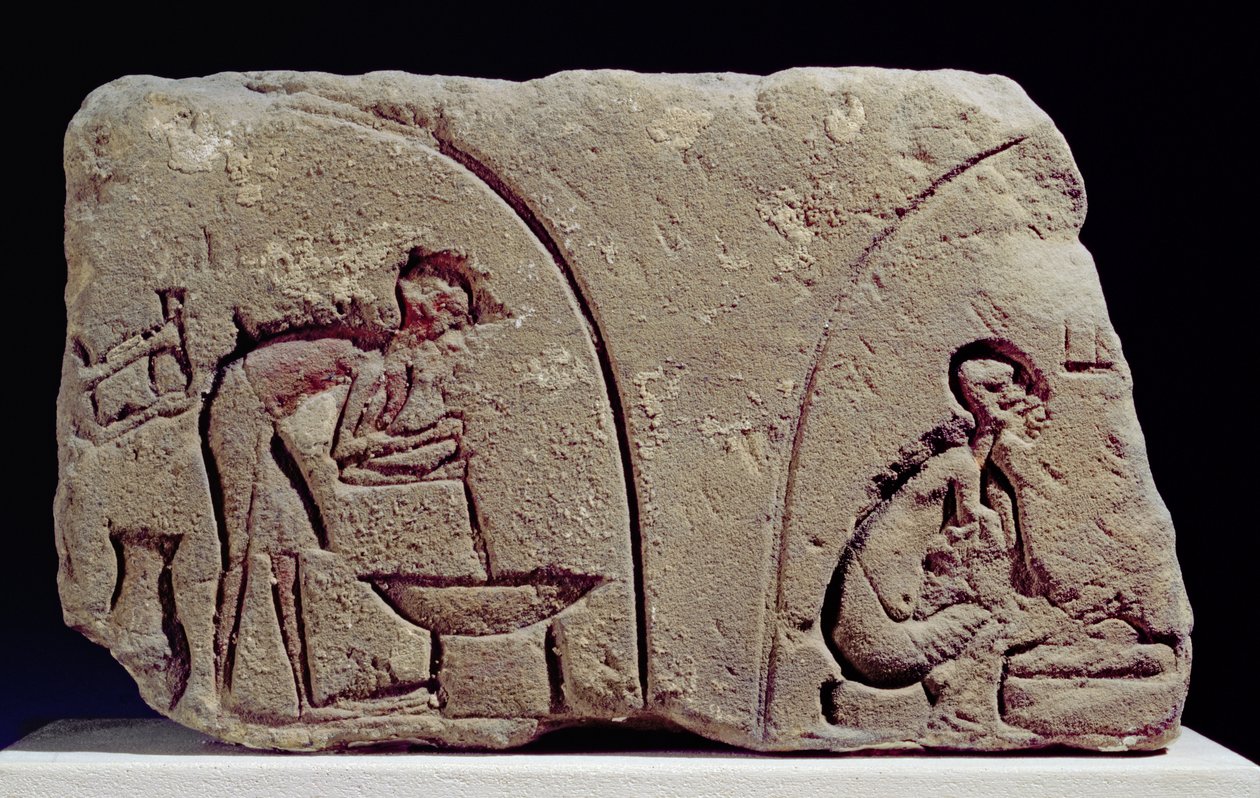 Reliefi ruoanvalmistuksesta, Amarna, 14. vuosisata eaa. (kalkkikivi) tekijältä Egyptian 18th Dynasty
