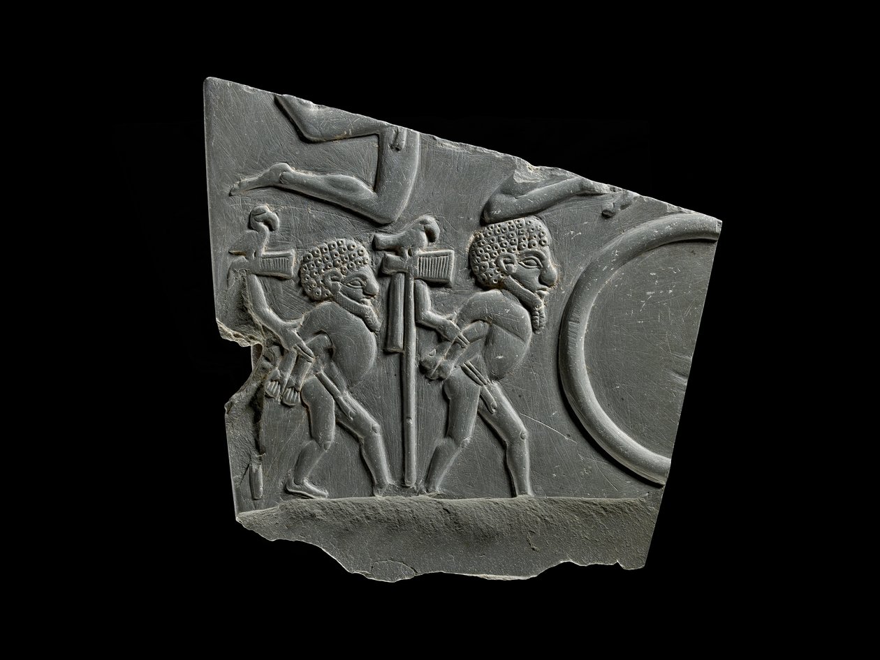 Fragmentti taistelukentän paletin aleikivestä tekijältä Egyptian 1st Dynasty