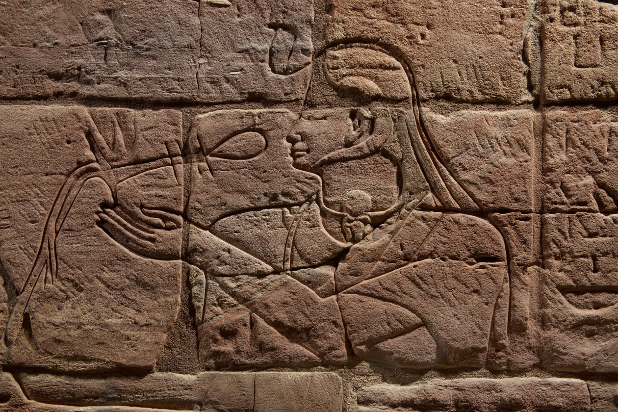 Yksityiskohta Aspeltan muurista, noin 680 eKr. hiekkakivi tekijältä Egyptian 25th Dynasty